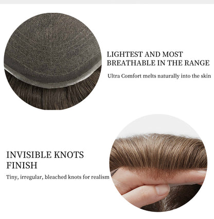 Lightweight Men’s Hair System – Super Fine Swiss Lace Toupee (90% Density)