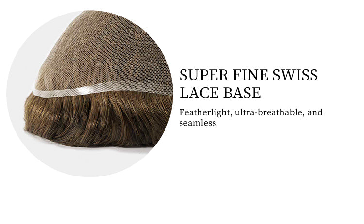 Lightweight Men’s Hair System – Super Fine Swiss Lace Toupee (90% Density)
