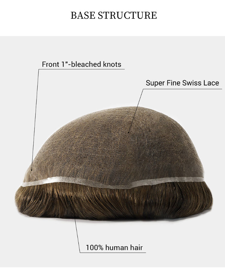 Lightweight Men’s Hair System – Super Fine Swiss Lace Toupee (90% Density)