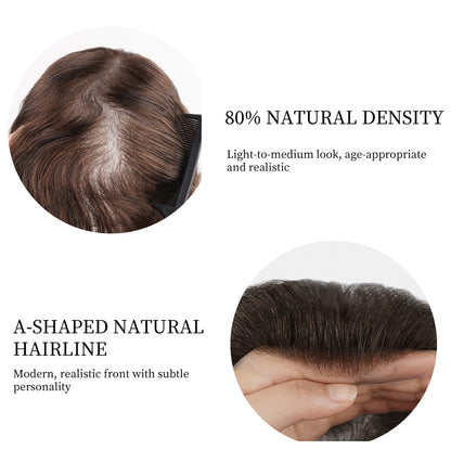 Men’s 0.03mm Thin Skin Hair System - Lightweight Toupee with Natural 80% Density
