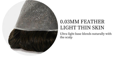 Men’s 0.03mm Thin Skin Hair System - Lightweight Toupee with Natural 80% Density