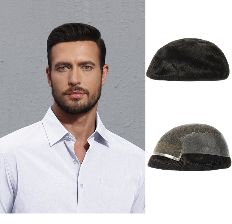 Lace Hair System with PU Sides – Swiss Lace Toupee for Men with Natural Hairline