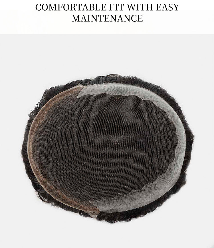 Lace Hair System with PU Sides – Swiss Lace Toupee for Men with Natural Hairline