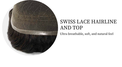 Lace Hair System with PU Sides – Swiss Lace Toupee for Men with Natural Hairline