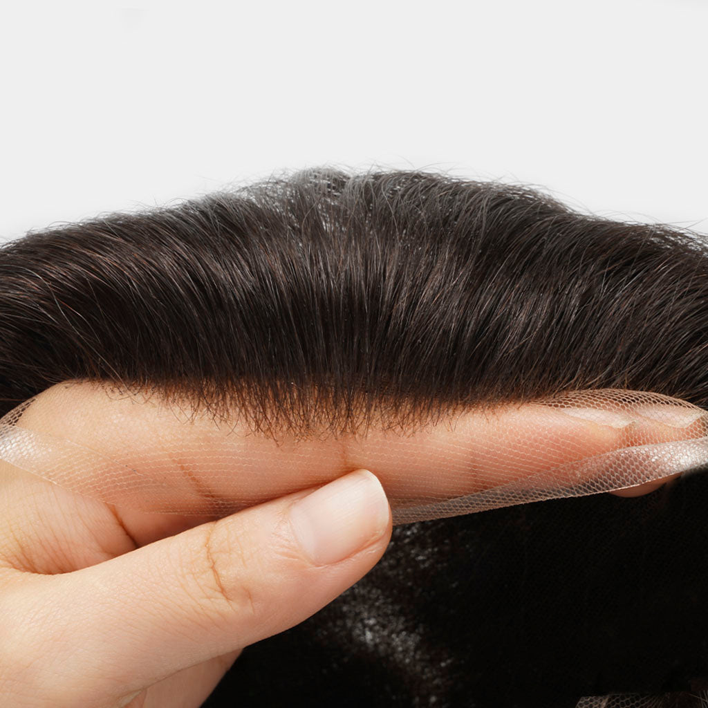 Lace Hair System with PU Sides – Swiss Lace Toupee for Men with Natural Hairline