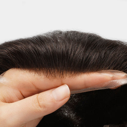 Lace Hair System with PU Sides – Swiss Lace Toupee for Men with Natural Hairline